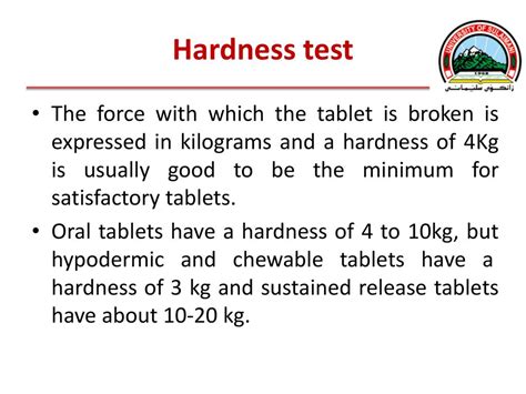 tablet hardness range